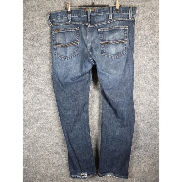 Ariat M7 Legacy Jeans Mens 36x30 Blue Slim Fit Straight Leg Distressed Denim - Picture 7 of 11